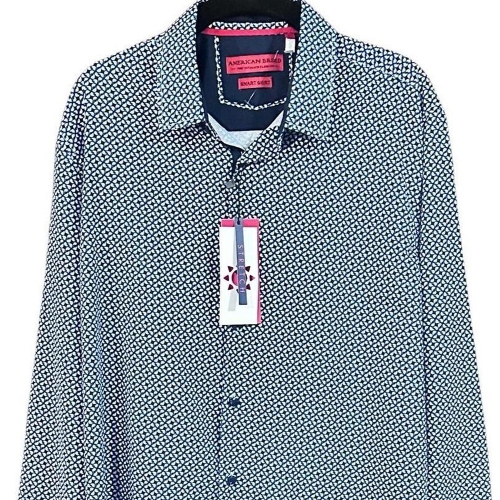 NWT MSRP $169 American Breed Men's Large Button Up Blue & White Contemporary